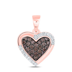 10k Gold 1/3 CTW-Natural Diamond Fashion Cognac Natural Heart Pendant
