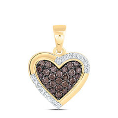 14k Gold 1/3 CTW-Natural Diamond Fashion Cognac Natural Heart Pendant