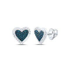 14k Gold 1/3 CTW-Natural Diamond Fashion Blue Diamond Heart Earring
