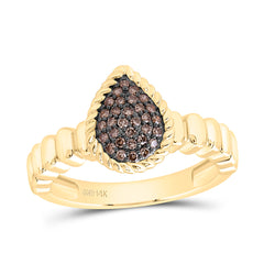 14k Gold 1/5 CTW-Natural Diamond Fashion Cognac Natural Pear Ring
