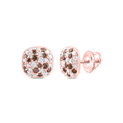 14k Gold 5/8 CTW-Natural Diamond Fashion Cognac Natural Cushion Earring