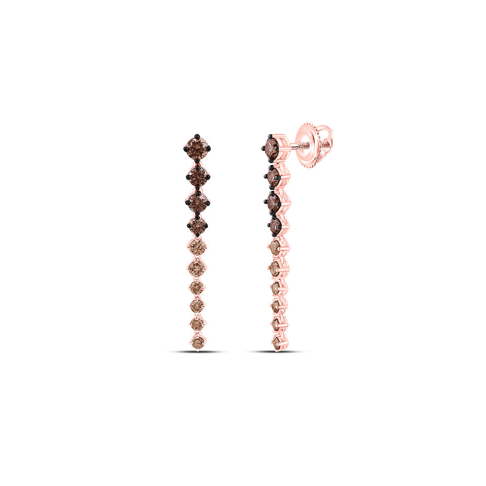 14k Gold 1 3/8 CTW-Natural Diamond Fashion Ombre Diamond Dangling Earring