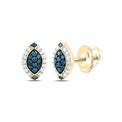 10k Gold 1/4 CTW-Natural Diamond Fashion Blue Diamond Marquise Earring