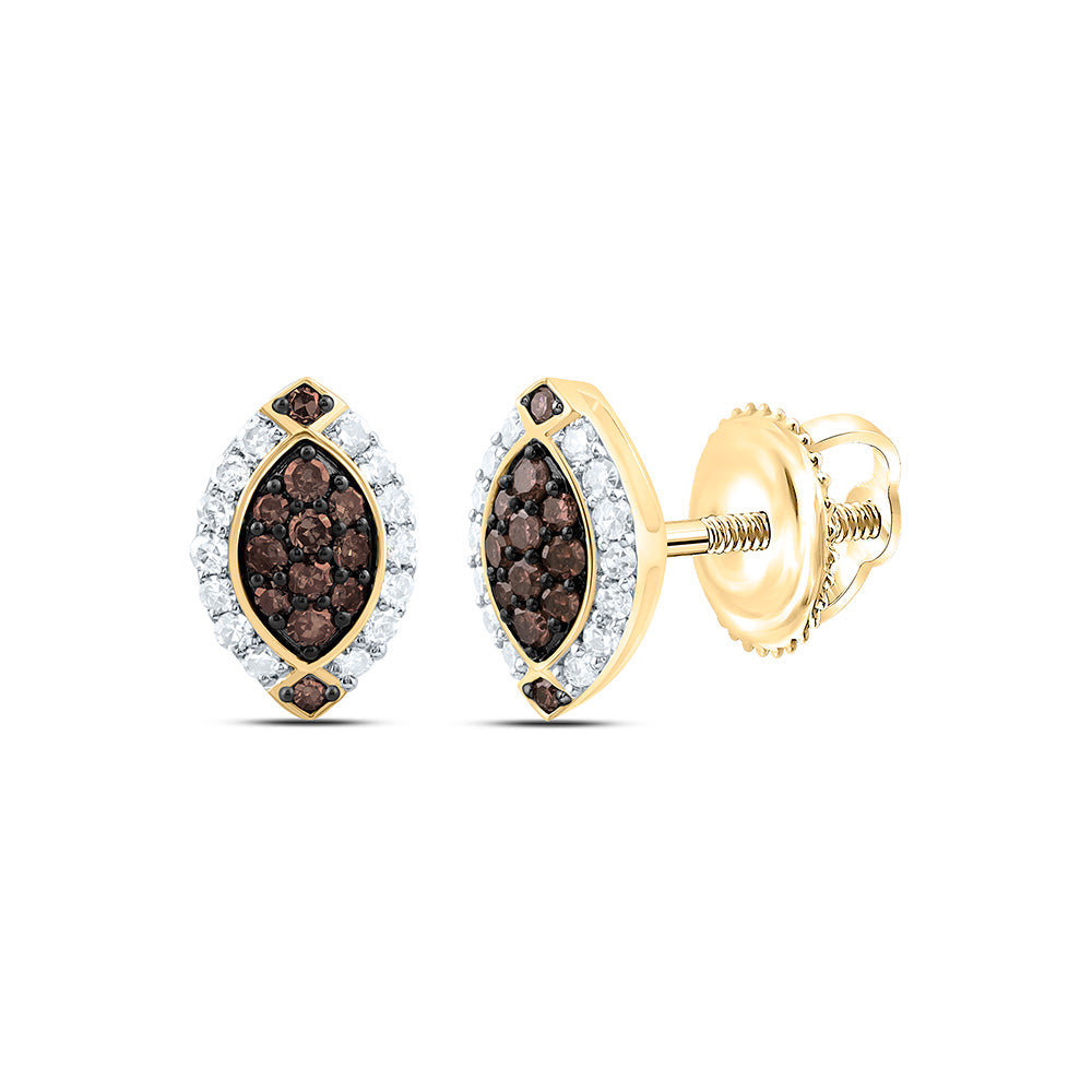 10k Gold 1/4 CTW-Natural Diamond Fashion Cognac Natural Marquise Earring