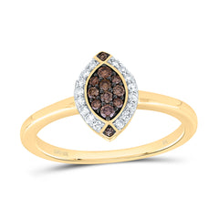 10k Gold 1/5 CTW-Natural Diamond Fashion Cognac Natural Marquise Ring