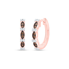 10k Gold 1/5 CTW-Natural Diamond Fashion Cognac Natural Hoop Earring