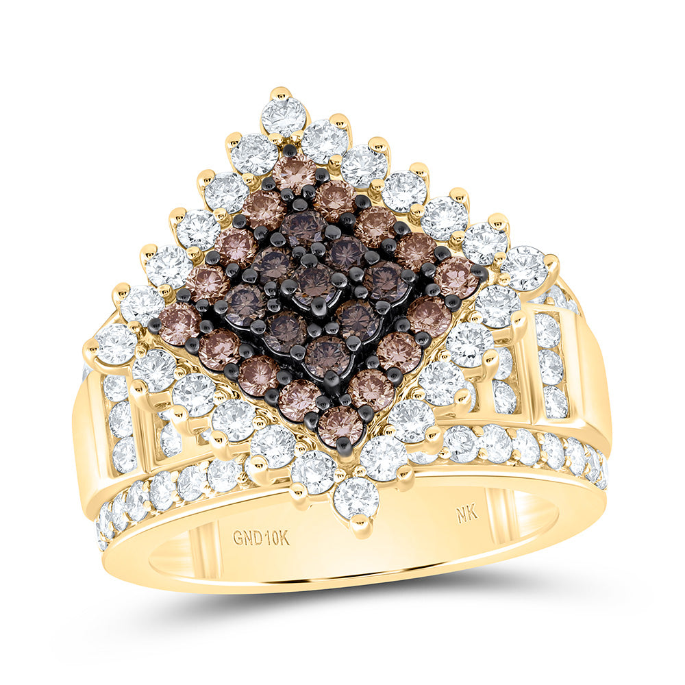 10k Gold 2 1/3 CTW-Natural Diamond Fashion Ombre Diamond Square Ring