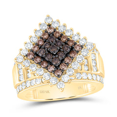 10k Gold 2 1/3 CTW-Natural Diamond Fashion Ombre Diamond Square Ring