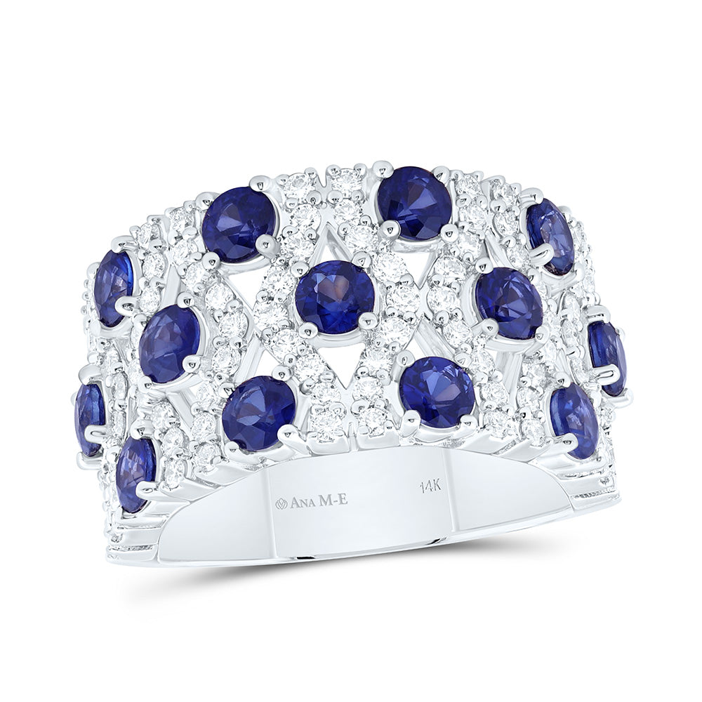 14k Gold 7/8 CTW-Natural Diamond Elite 2 3/8 Ct-Rd-Bs Natural Gemstone Band