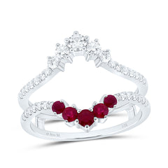 14k Gold 1/2 CTW-Natural Diamond 1/3 Ct-Rd-Ru Natural Gemstone Enhancer Ring