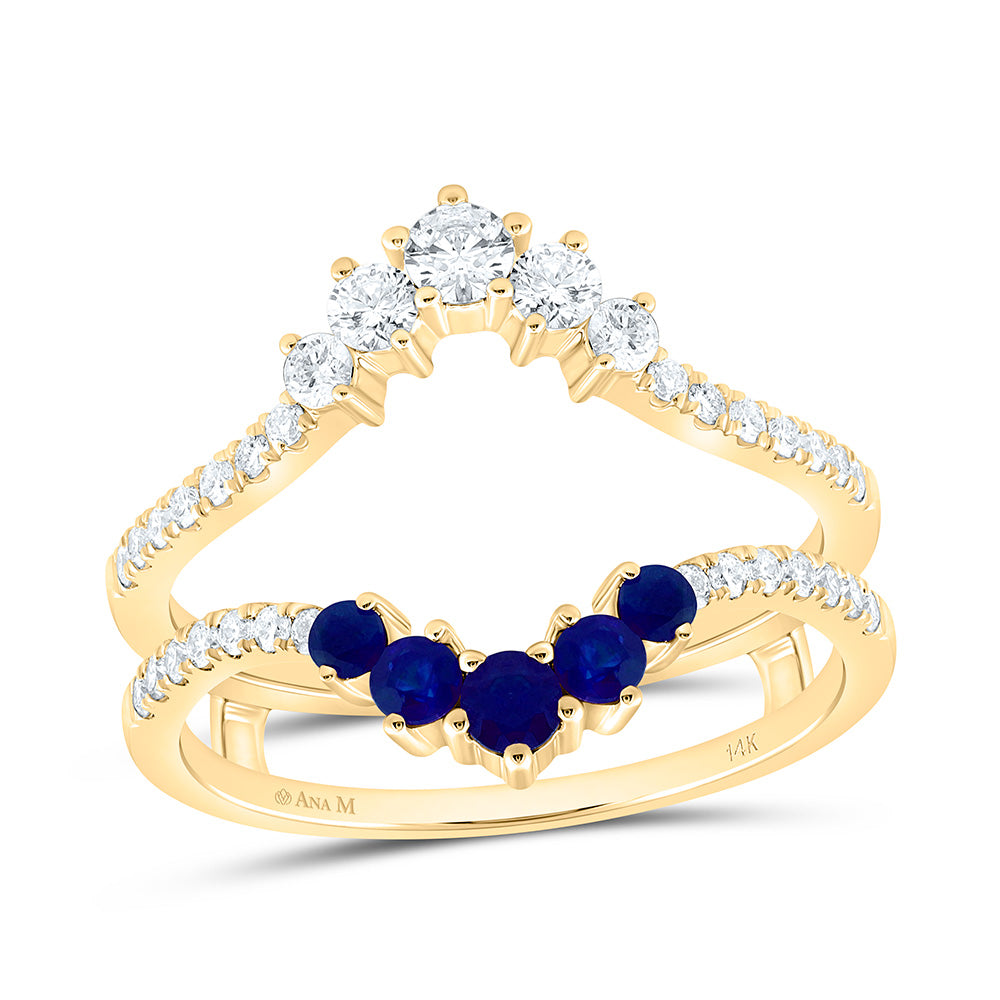 14k Gold 1/2 CTW-Natural Diamond 1/4 Ct-Rd-Bs Natural Gemstone Enhancer Ring
