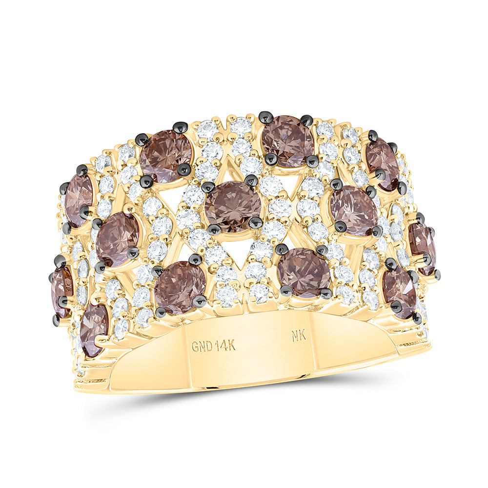 14k Gold 3 CTW-Natural Diamond Fashion Cognac Natural Band