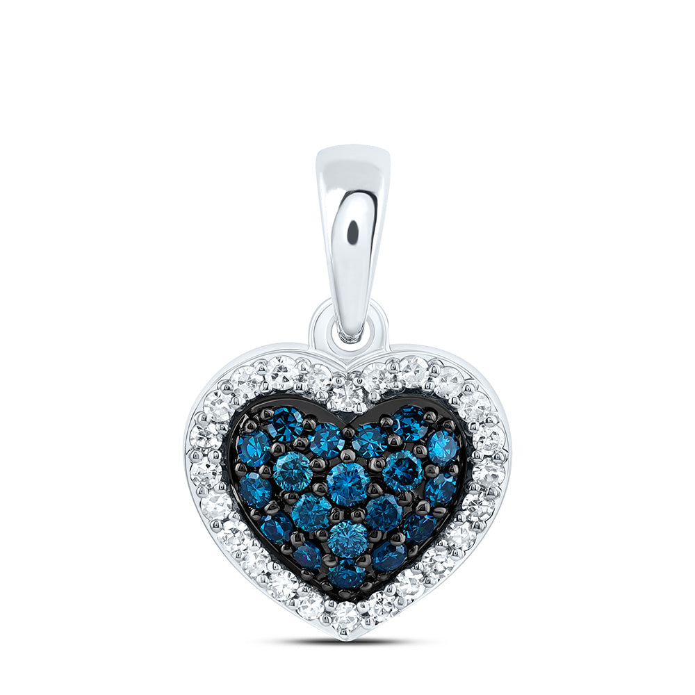 10k Gold 1/4 CTW-Natural Diamond Fashion Blue Diamond Heart Pendant