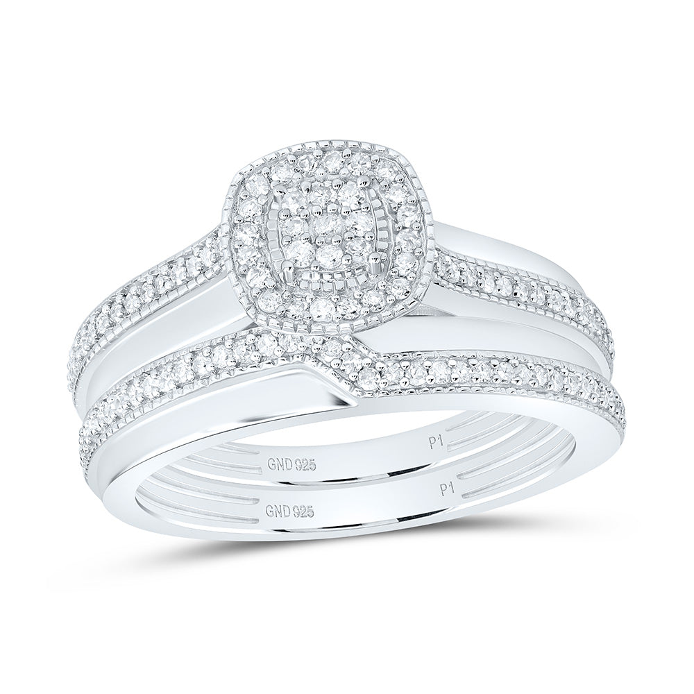 Sterling Silver 1/2 CTW-Natural Diamond Gift Cushion Trio Set