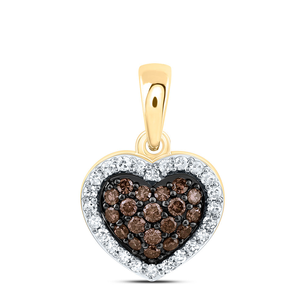 14k Gold 1/4 CTW-Natural Diamond Fashion Cognac Natural Heart Pendant
