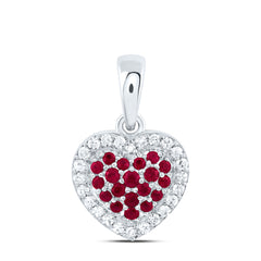 14k Gold 1/8 CTW-Natural Diamond 1/5 Ct-Rd-Ru Natural Gemstone Heart Pendant