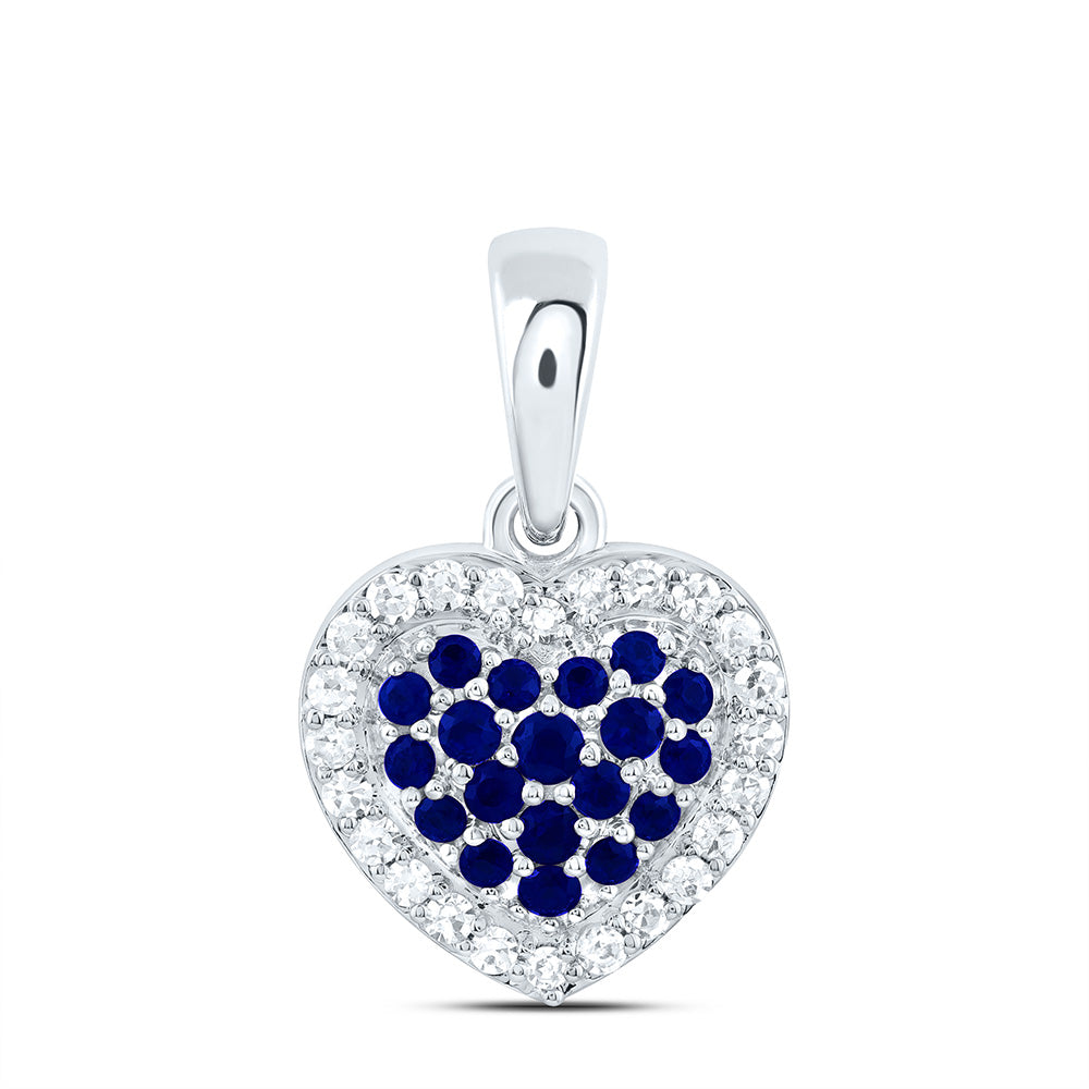 14k Gold 1/8 CTW-Natural Diamond 1/5 Ct-Rd-Bs Natural Gemstone Heart Pendant