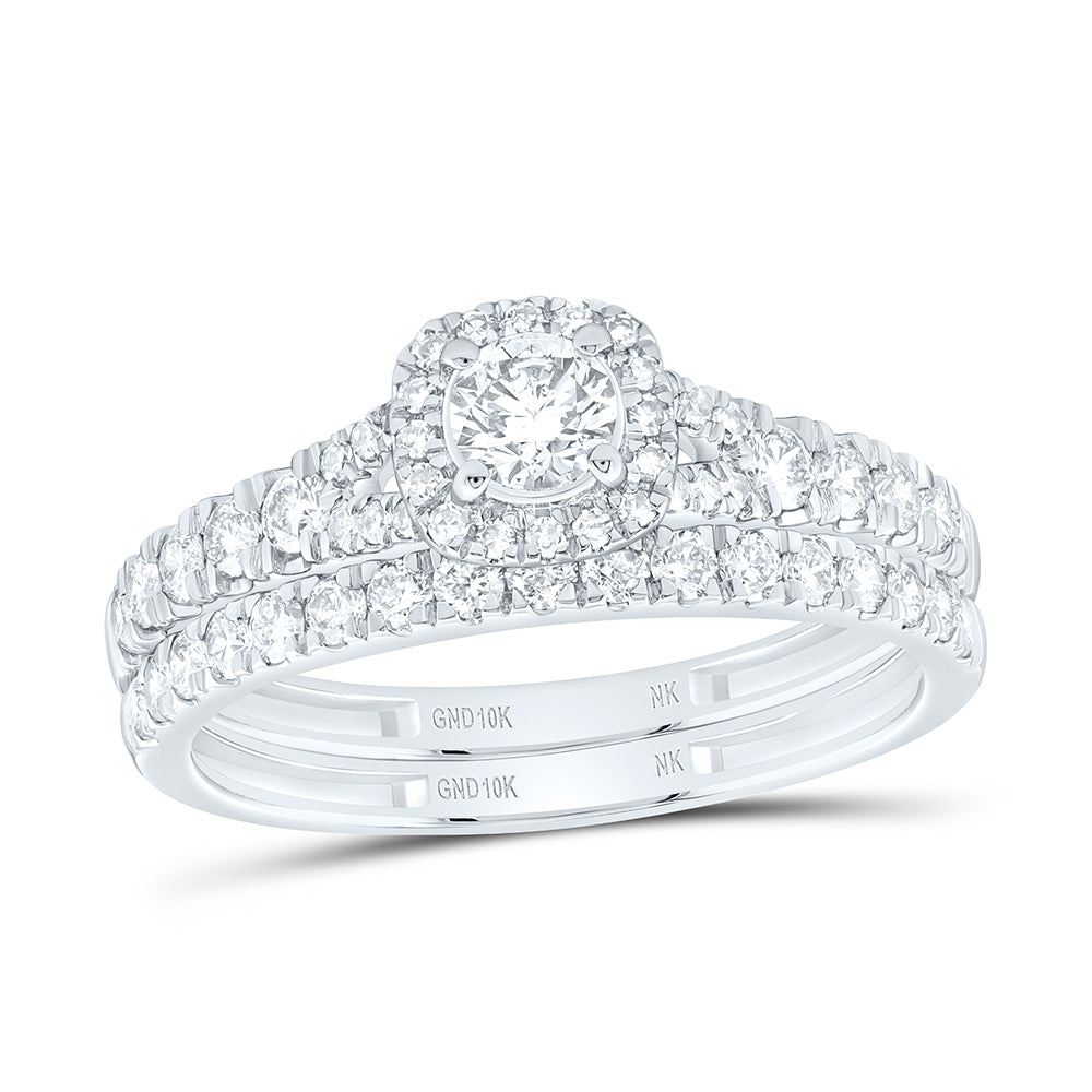 10k Gold 1 1/3 CTW-Natural Diamond 1/4 Ct-Crd Fashion Cushion Trio Set