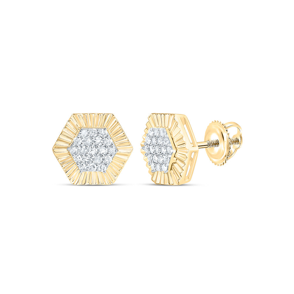 Sterling Silver 1/4 CTW-Natural Diamond Gift Hexagon Earring
