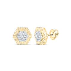 Sterling Silver 1/4 CTW-Natural Diamond Gift Hexagon Earring