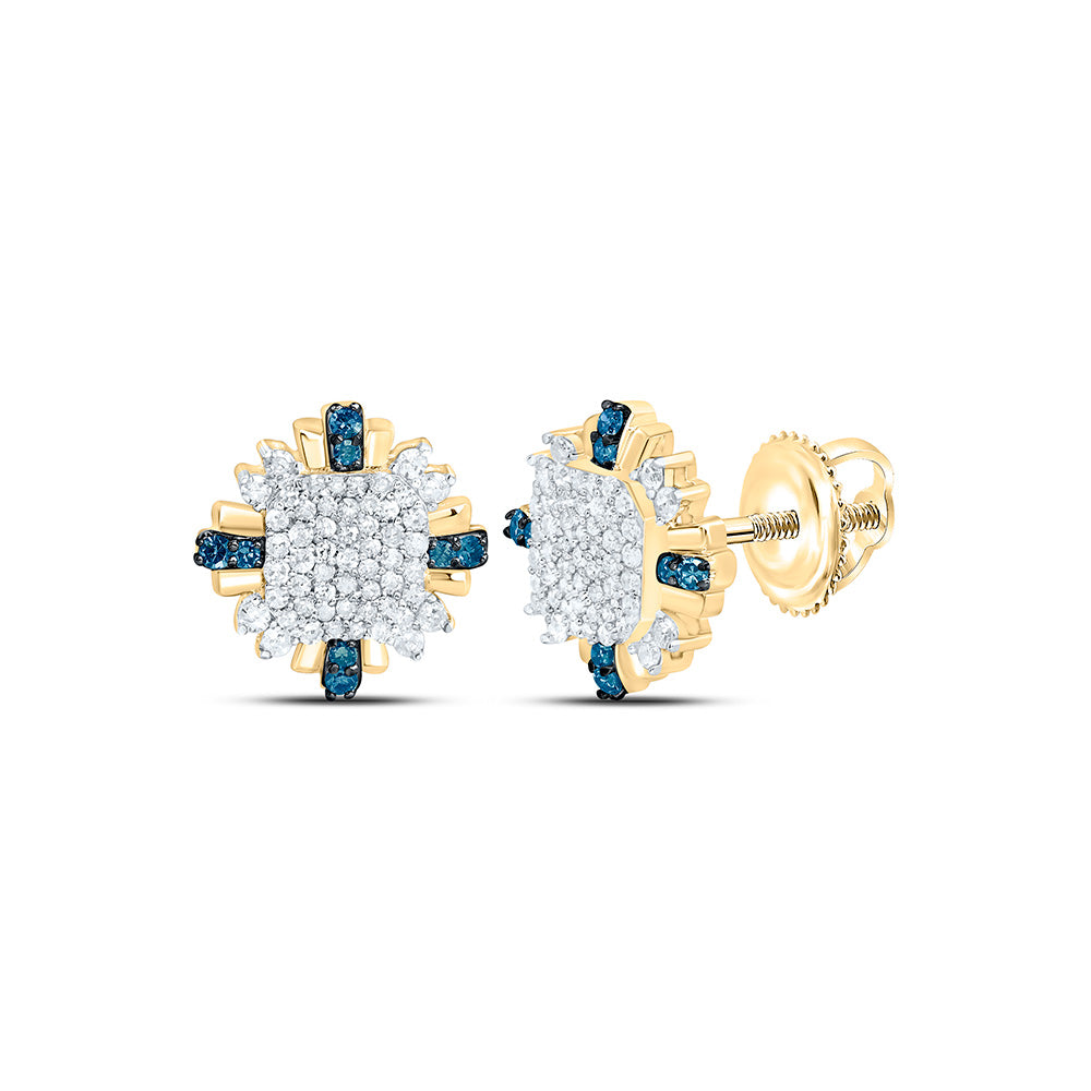 Sterling Silver 3/8 CTW-Natural Diamond Gift Blue Diamond Earring