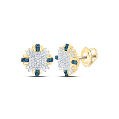 Sterling Silver 3/8 CTW-Natural Diamond Gift Blue Diamond Earring
