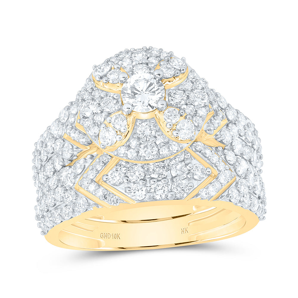 10k Gold 3 CTW-Natural Diamond 1/4 Ct-Crd Fashion Round Trio Set