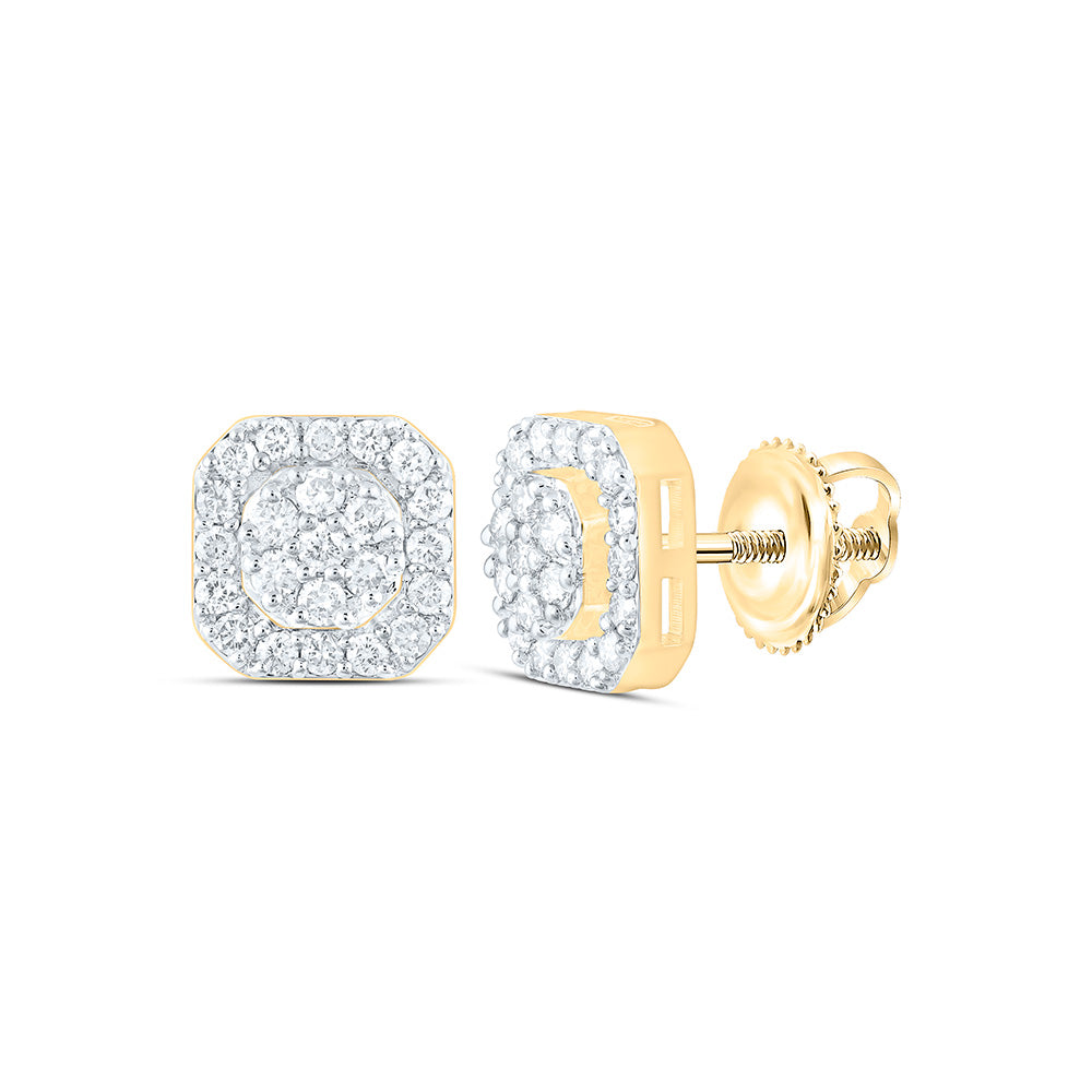 10k Gold 1/2 CTW-Natural Diamond Octagon Mens Earring