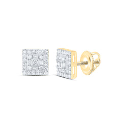 10k Gold 1/2 CTW-Natural Diamond Square Mens Earring