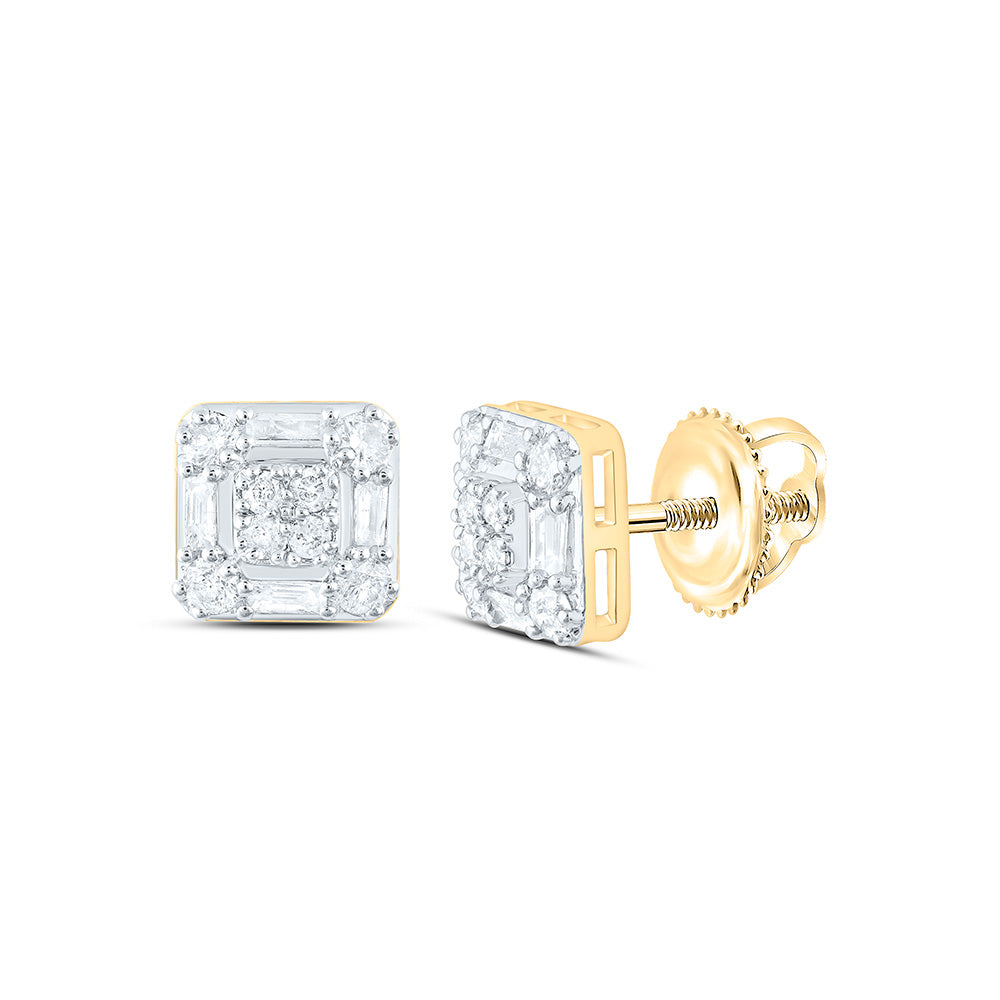 10k Gold 1/2 CTW-Natural Diamond Gift Octagon Mens Earring
