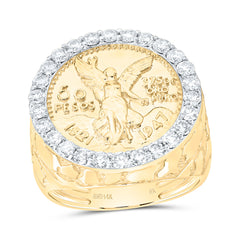 14k Gold 1 1/3 CTW-Natural Diamond Centenario Round Mens Ring