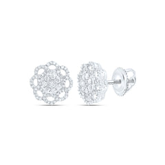 Sterling Silver 5/8 CTW-Natural Diamond Gift Flower Earring