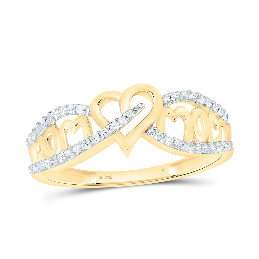 Sterling Silver 1/6 CTW-Natural Diamond Gift "Mom" Heart Ring