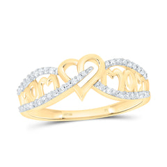 Sterling Silver 1/6 CTW-Natural Diamond Gift "Mom" Heart Ring