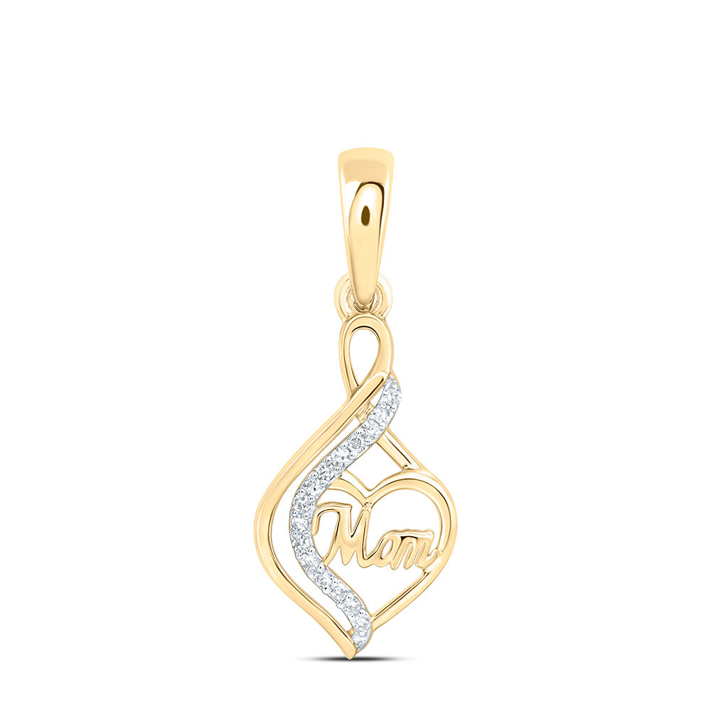 10k Gold 1/20 CTW-Natural Diamond Gift "Mom" Infinity Heart Pendant