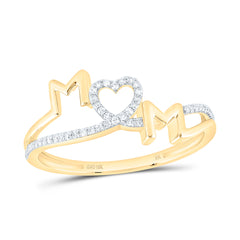 10k Gold 1/10 CTW-Natural Diamond Fashion "Mom" Heart Ring