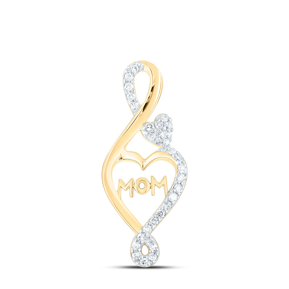 10k Gold 1/10 CTW-Natural Diamond Fashion "Mom" Infinity Heart Pendant