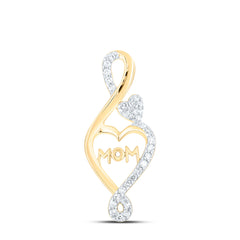10k Gold 1/10 CTW-Natural Diamond Fashion "Mom" Infinity Heart Pendant
