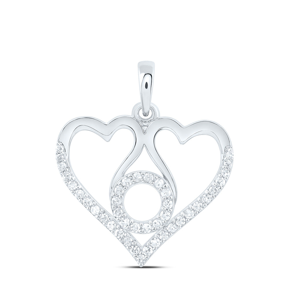 Sterling Silver 1/6 CTW-Natural Diamond Gift "Mom" Heart Pendant