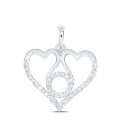 Sterling Silver 1/6 CTW-Natural Diamond Gift "Mom" Heart Pendant