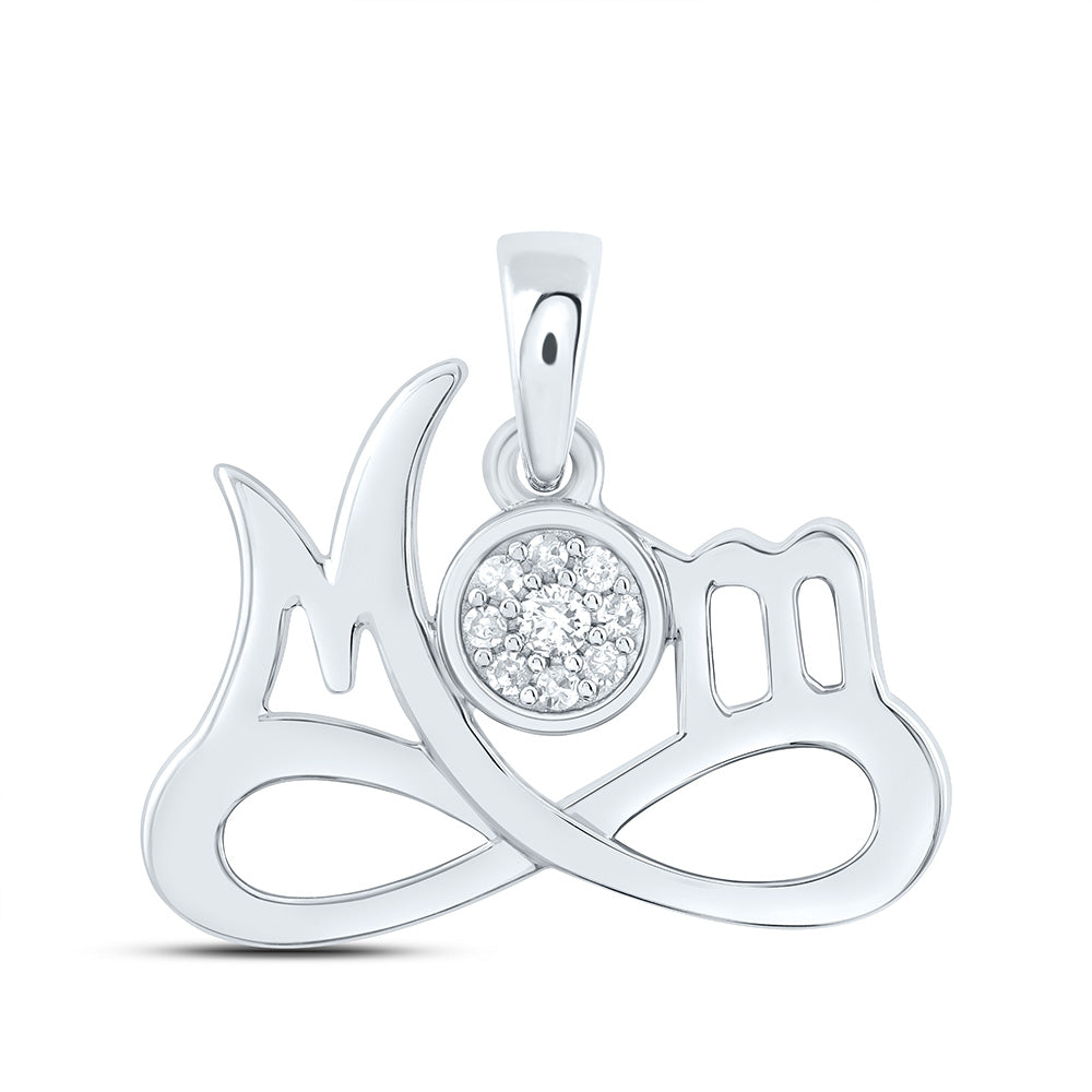 Sterling Silver 1/12 CTW-Natural Diamond Gift "Mom" Infinity Pendant