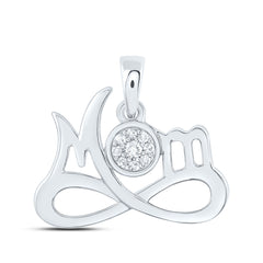 Sterling Silver 1/12 CTW-Natural Diamond Gift "Mom" Infinity Pendant