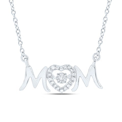 Sterling Silver 1/10 CTW-Natural Diamond Gift "Mom" Heart Necklace (18 Inch )