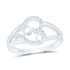 Sterling Silver 1/8 CTW-Natural Diamond Gift "Mom" Heart Ring
