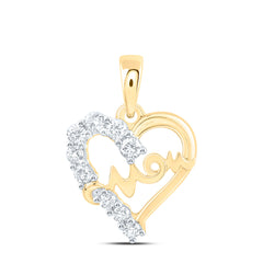 10k Gold 1/4 CTW-Natural Diamond Fashion "Mom" Heart Pendant