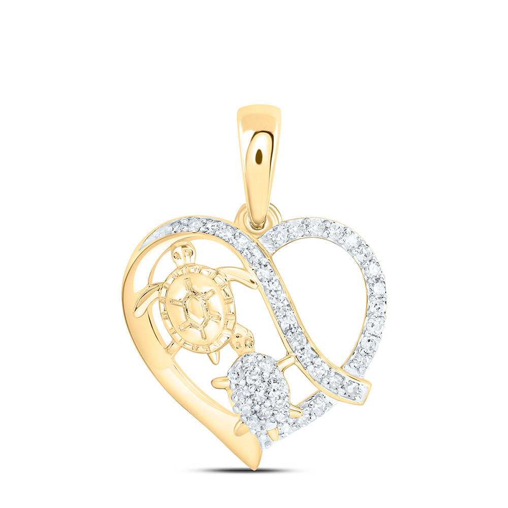 10k Gold 1/6 CTW-Natural Diamond Gift Tortoise Heart Pendant
