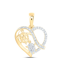 10k Gold 1/6 CTW-Natural Diamond Gift Tortoise Heart Pendant