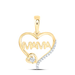 Sterling Silver 1/20 CTW-Natural Diamond Gift Mama Heart Pendant