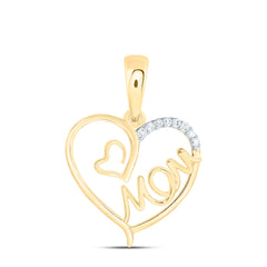 Sterling Silver 0.03 CTW-Natural Diamond Gift "Mom" Heart Pendant