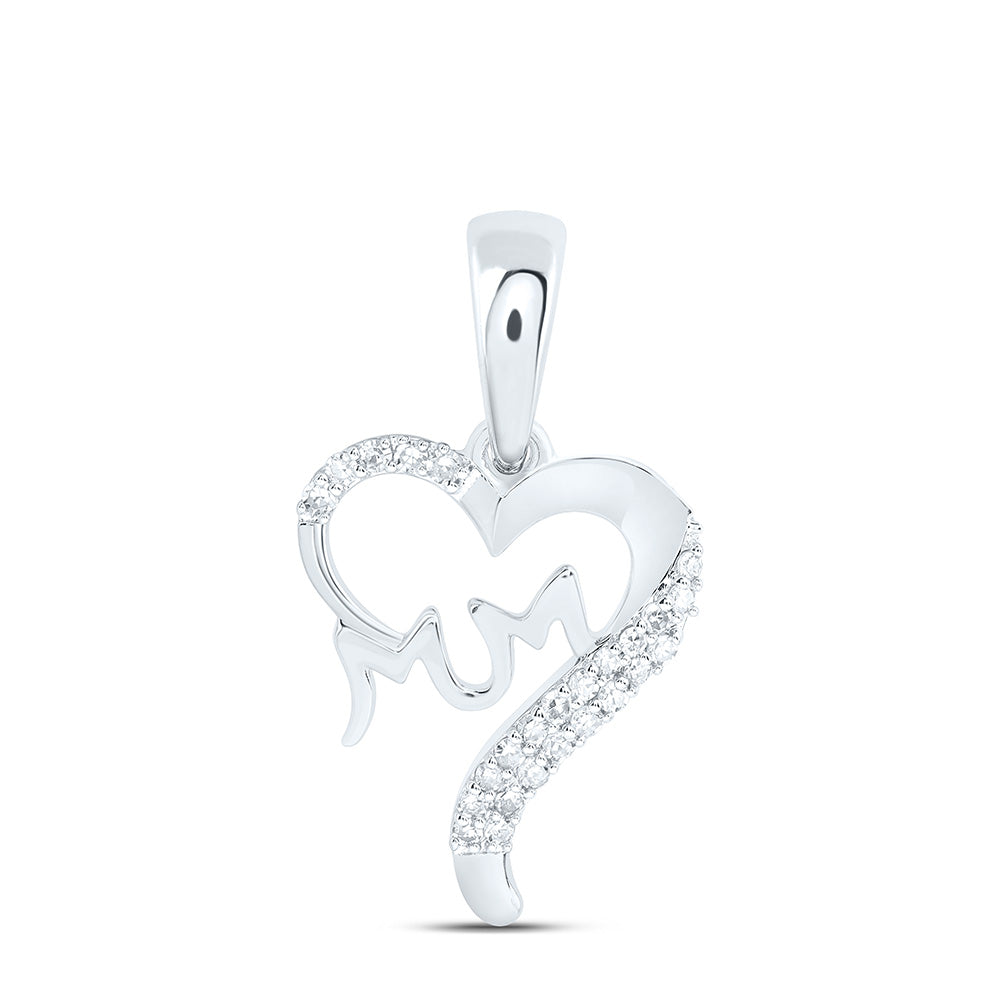 10k Gold 1/12 CTW-Natural Diamond Gift "Mom" Heart Pendant